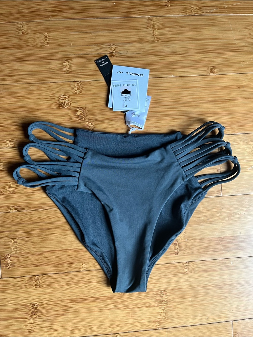 O’Neill Boulders Saltwater Solids Swim Bottom w/ Strappy Sides | Slate Gray NWT